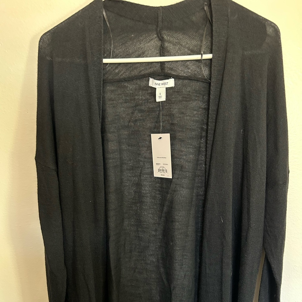 Nine West Charcoal Open-Front Cardigan